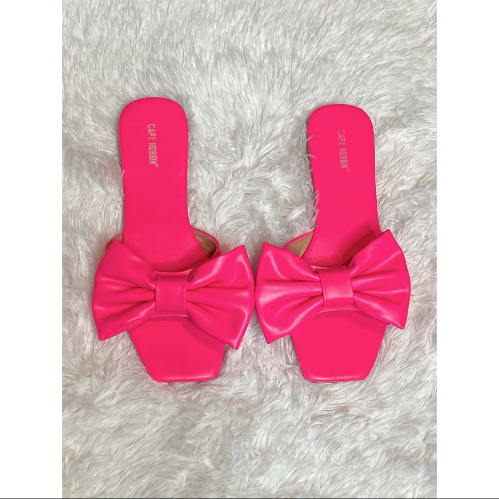 Hot Pink Square Toe Sandals